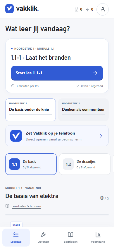 Your learning path in the Dutch Vakklik test version